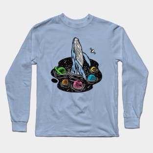 Whale Swimming Universe Long Sleeve T-Shirt